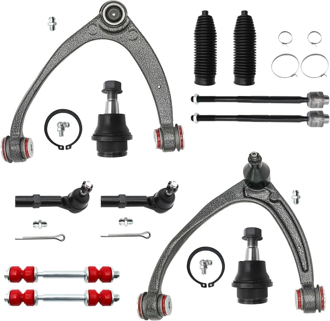 Front End 12pc Suspension Kit for 2007-2013 Chevy Silverado 1500 Suburban Yukon Sierra XL 1500 Tahoe Escalade EXT ESV 2 Upper Control Arms 2 Sway Bars 4 Tie Rods 2 Lower Ball Joints 2 Boots(12pc Set)
