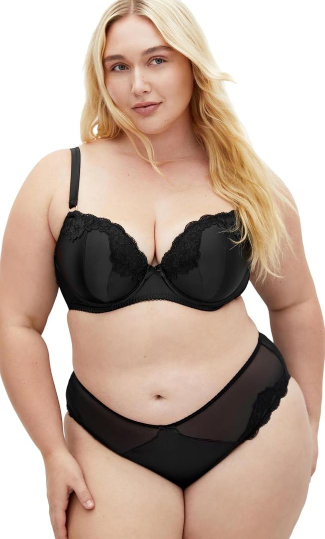 City Chic Women's Bra-Romy Uplift ((38) DD, Black)
