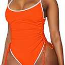 Viottiset Women's Ruched Drawstring One Piece Swimsuit Tummy Control High Cut Bathing Suit
, M