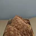 RECYCO Luxury Velvet Quilt Set Full Queen Size Bedding Sets, Ultra Soft Velvet Comforter Set, Lightweight Channel Box Stitch Oversized Bedspread Coverlet for All Season, with 2 Shams, Caramel Gold