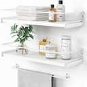 Forbena Bathroom Shelves for Wall Set of 2, White Nursery Floating Book Shelves for Kids Room, Small Wall Mount Bookshelf and Toy Storage Organizer for Baby Toddlers Teens Boys Girls Bedroom