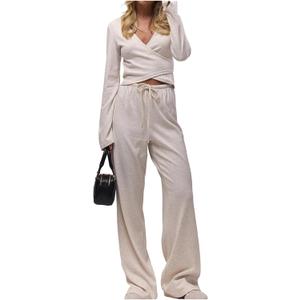 SOLY HUX Women's Wrap V Neck T Shirts Long Sleeve Fall Outfits Slim Fit Crop Tees Country Concert Tops (L)