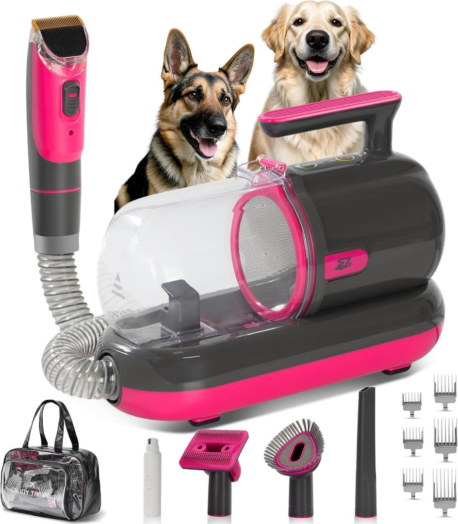 S7 Dog Grooming Vacuum Kit with Nail Grinder,1.5L Dust Cup,Dog Hair Vacuum for Shedding,Grooming Tools for Dogs,Home Cleaning (Black)