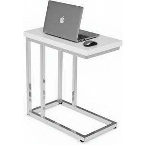 Lavish Home C-Shaped Sofa Side Table - Modern End Table, Laptop Tray, or Compact Bedside Nightstand - Space Saving Furniture by Lavish Home (White)