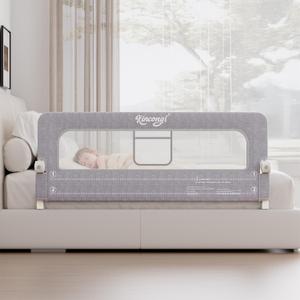Kincongi Bed Rail for Toddlers, 59 Inch Swing Down Toddler Bed Rails with Wider U-Shape Base, Breathable Baby Bed Rail Guard for King, Queen, Full, Twin Bed Rail for Baby