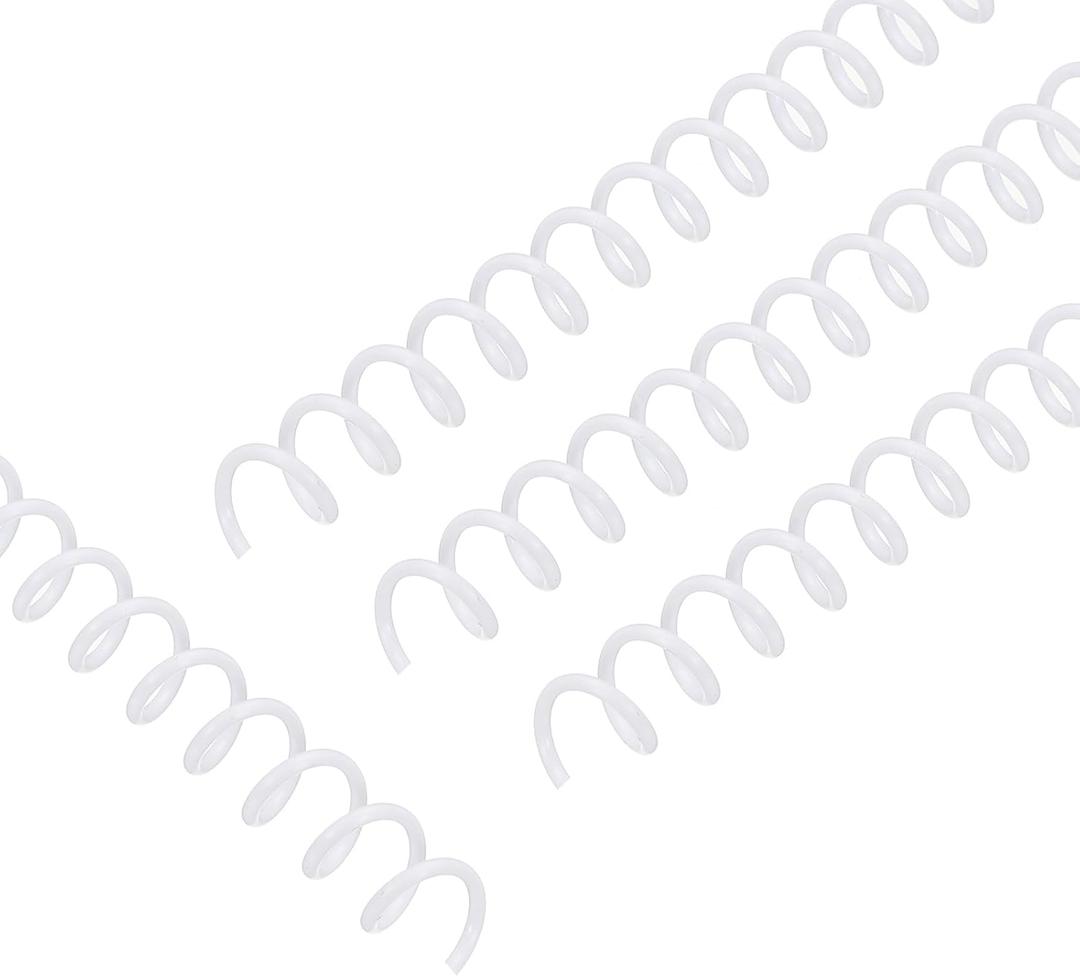 PATIKIL 20 Pack Plastic Spiral Binding Coils, 8mm(5/16") Binding Coils 40 Sheet Capacity Spiral Binder Rings 3:1 Pitch for Office Classroom, White