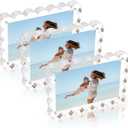 3 x 3 Pack Acrylic 4x6inch Magnetic Picture Frame,Double Sided,10+10mm Thick Block,Picture Frames Acrylic Photo Scalloped Frames Freestanding Gifts for Desk,Fridge, Locker,Office Cabinet(Clear,4x6)
