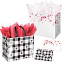ysmile Large Valentine Gift Bag with Wrapping Tissue for Women Men Happy Anniversary Bag 12.6" Heart 2 Pack