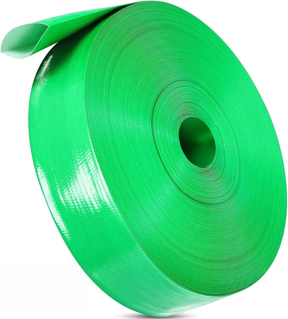 Woanger 1 Set 2in x 400ft Backwash Hose Heavy Duty Pool PVC Water Hose with 2 Clamps Weatherproof Burst Resistant for Water Transfer Sump Pump Pool Filter Drain Inground Draining Flexible Lay