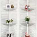 NicBex 4 Panel Room Divider 5.6FT Louvered Design Room Dividers with Display Storage Shelves Folding Privacy Screens Portable Freestanding Partition Wall Dividers for Home Bedroom Office, White