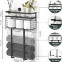 Xstydes Towel Racks for Bathroom, Metal Towel Holder with Storage Basket,Wall Towel Rack for Rolled Towels, Towel Storage for Small Bathroom,Black