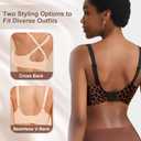 Jelly Wireless Bras for Women Comfortable Seamless Plunge Push Up No Underwire Adjustable Straps Tshirt Bra Leopard Coffee, XL