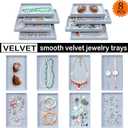 8 Pack Stackable Velvet Jewelry Trays Organizer for Drawers Large Jewelry Storage Display Tray for Earring Ring Necklace