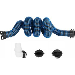 10FT RV Sewer Hose, EXTREME Heavy Duty 24 Mil TPE Material for Abrasion Resistance and Crush Protection, Camper Sewer Hose Kit with Pre-Attached Bayonet Fittings, 4-in-1 Adapter Elbow, Blue