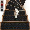 Non-Slip Carper Stair Treads for Wooden Steps Indoor Self Adhesive Stair Rugs 8"x30", Peel and Stick Stair Runners for Dogs, Kids, and Elder, 15PCS 