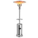 48,000 BTU Silver Steel Liquid Propane Outdoor Standing Gas Heater with Table and Wheels