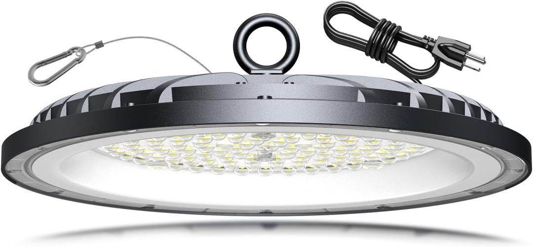 AIKVSXER 300W Shop Lights, 45000LM UFO LED High Bay Light 6000K Garage Lights IP65 Waterproof Commercial Bay Lighting for Warehouse, Gym, Factory, Workshop Plug & Play, 5FT Power Cord 1 Pack
