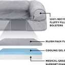 Furhaven Cooling Gel Dog Bed for Medium/Small Dogs w/ Removable Bolsters & Washable Cover, For Dogs Up to 35 lbs - Plush & Suede Sofa - Gray, Medium