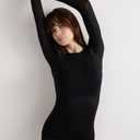 Intimissimi Woman's Sheer Boat Neck Modal Cashmere Ultralight Top (Black, S)