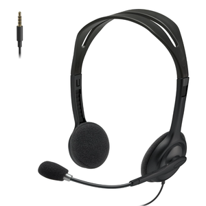 Logitech H111 Wired Headset, Stereo Headphones with NoiseCancelling Microphone, 3.5 mm Audio Jack, PC/Mac/Laptop/Smartphone/Tablet  Black
