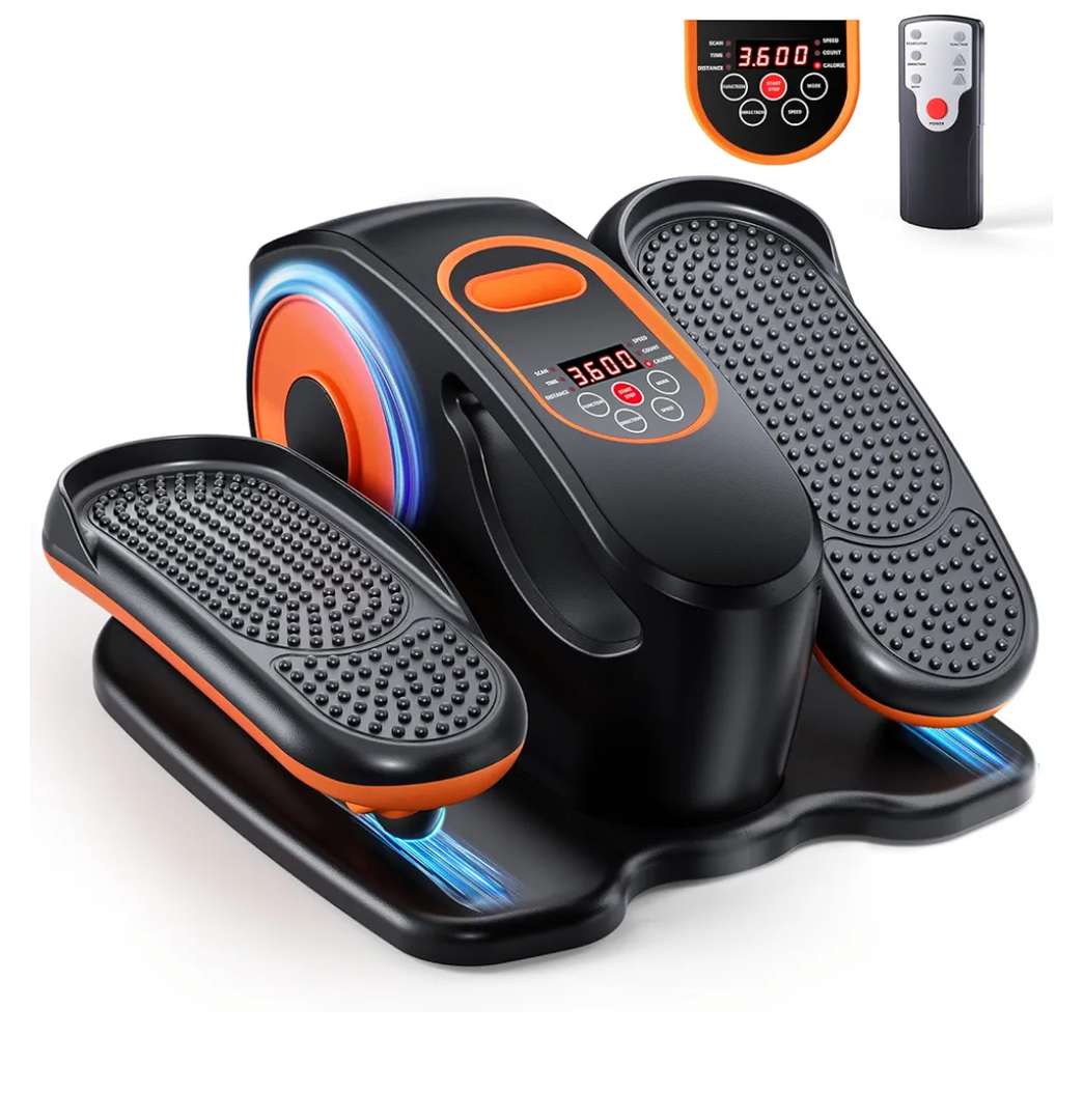Under Desk Elliptical Machine, Ellipse Leg Exerciser with 15 Adjustable Speed, Quiet & Portable Seated Pedal Exerciser, Ideal for Seniors & Sedentary Office Workers