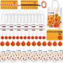 145 Pcs Basketball Party Favor Set Plastic Bottles Adjustable Bracelet Folding Mirror Brushes Rubber Keyring Hair Tie Motivational Gift Tags Goodie Bag for Sport Party Supplies Decoration