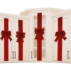 4 PCS Cabinet Door Festive Ribbons and Bows Decoration for Christmas Gift Holidays,Red
