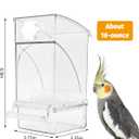 BNOSDM No Mess Bird Feeder Transparent Bird Food Container Automatic Parrot Feeder with Perch Parakeet Cage Accessories for Budgies, Canaries, Cockatoos, Finch and Lovebirds