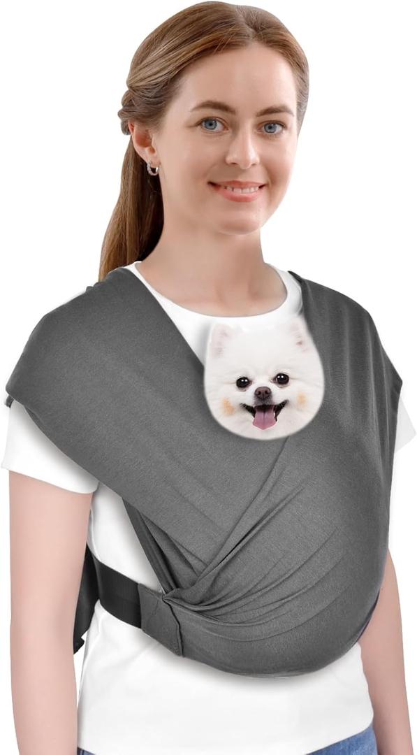 CUBY Swaddle Dog Sling Carrier for Small Dogs, Front Pet Sling Carrier Chest,Hands Free Adjustable Cat Sling Carrier Soft Cotton Reducing Pain Puppy Sling Carrier for Small Pet Up to 11lb (Dark Gray)