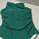 SUUKSESS Women One Piece Ruched Swimsuit Tummy Control Backless Bathing Suit (Green, XL)