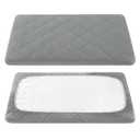TILLYOU Pack and Play Sheet - Soft Quilted Crib Cover Pad, Toddlers Mattress Protector with 1''-3'' Deep Pocket, Thick Play Yard Playpen Sheets, Breathable Fluffy Crib Mattress Pad, 39"x27", Grey (Gray)