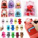 TORONTOKYO Valentines Day Gifts for Kids - 28 Pack Valentines Day Cards with Mini Plush Bear Keychain Toys for Kids Boys Girls Classroom School Gift Exchange Prize Rewards Bulk Party Favors