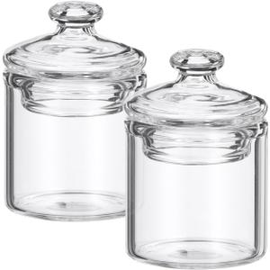 ARTIBETTER 2 Pcs Miniature Jar 1: 12 Doll Miniature Glass Jars with Lids 1:12 Scale Glass Bottles with Caps Terrarium Tools Carassosories Doll House Layout Ornament