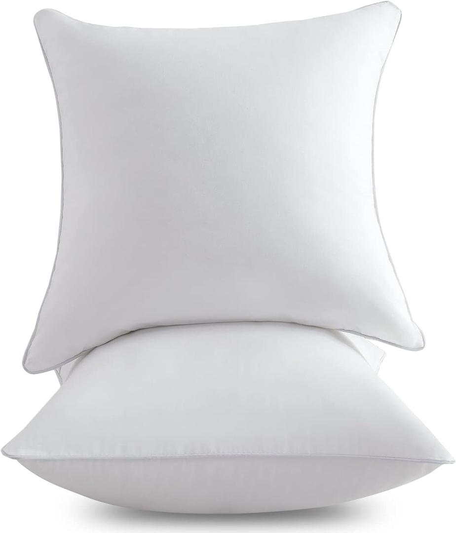 20 x 20 Pillow Inserts (Set of 2) - 20 Inch Square Interior Couch Throw Pillow with 100% Cotton Cover - Decorative Pillow Insert Pair - White Sofa Pillow