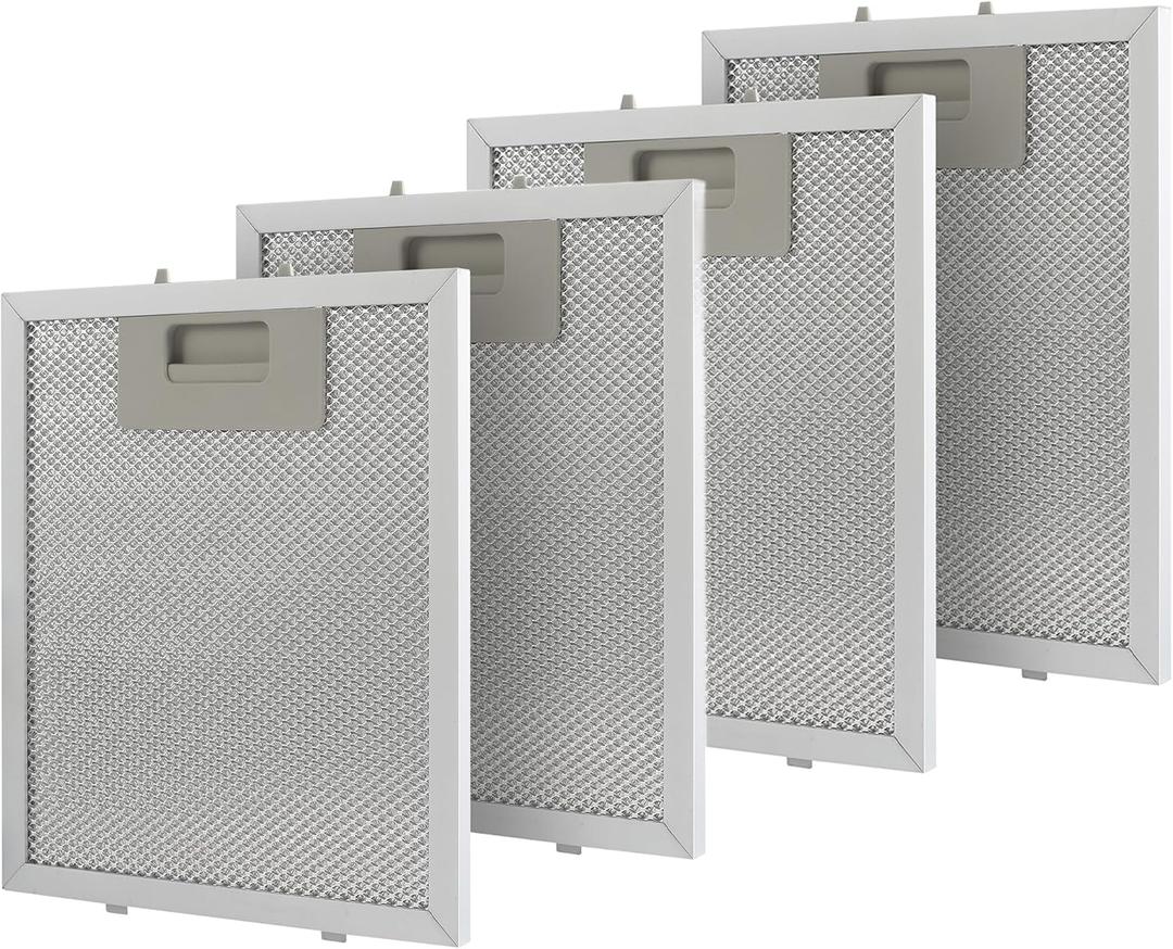 4-Pack Range Hood Grease Filter Compatible with Whirlpool Jenn-Air KitchenAid, 8.75 x 7.5 Inch 5-Layer Aluminum Mesh Replacement Filter, Replaces W10727013 W10915369 4455083 AP6037197 PS11769929