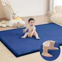 Extra Large 79"x118" Baby Activity Play Mat for Floor, 1.3" Thick Elasti Foam for Tummy Time & Crawling, Non-Slip Nursery Rug for Infants, Toddlers & Kids, Tatami Style Mat for Yoga, Living Room, Classroom & Playroom(Royal Blue)