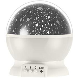 GLOBE Electric 13766 LED Integrated Color Changing Space Projector Night Light, 4 Interchangeable Projection Patterns, Removeable Dome Diffuser, USB or Battery Powered, Bulb Not Included