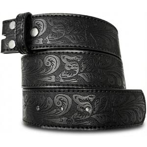 BC Belts Leather Belt Strap with Embossed Western Scrollwork 1.5" Wide with Snaps (Black-S)