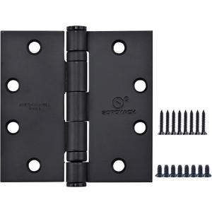 Matte Black Heavy Duty Door Hinge 4.5 X 4.5 Inch Ball Bearing Commercial Hinges Square Corners Interior and Exterior Hardware for 4-1/2 Doors Hinge Grade ANSI/BHMA A156 Grade 1.