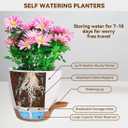7/6.5/6/5.5/5 Inch Self Watering Pots, Plastic Flower Pots with Multi Mesh Drainage Holes and Deep Reservoir for Indoor Outdoor Garden Plants and Flowers (White, 5/5.5/6/6.5/7)
