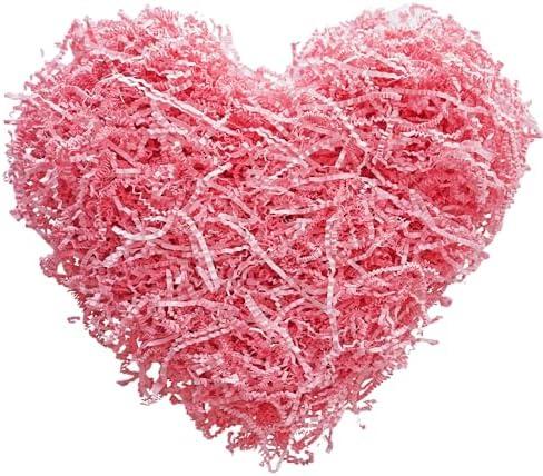 Bobobag - 4oz Crinkle Cut Paper Shred Filler Recyclable Gift Wrap Confetti Raffia Grass Shred Paper for Easter Baskets Filler Creative Eggs Decor (Pink) Pack of 2