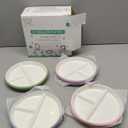 Domensi 4 Pcs 8" Large Porcelain Kids Plates with Anti-slip Silicone Sleeve Ceramic Divided Plate with Suction for Toddler Eating Microwave Dishwasher Friendly (Blue,Green,Purple,Pink)