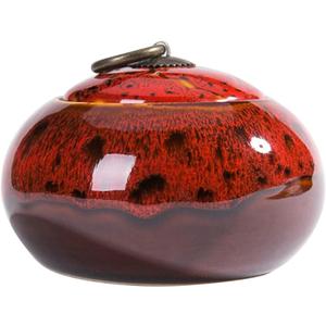 Simcat Ceramic Storage Jars, Exquisite Glaze Food Canisters for Kitchen Spice Storage, Tea Caddy Storage, Coffee Jar, Condiment Jar with Seal Lid (Red B)