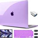 CISSOOK for MacBook Air 13.6 inch Case 2026 2025 2024 2022 Release A3449 A3240 A3113 A2681, Protective Hard Shell Case Keyboard Skin for MacBook Air 13 M2 M3 M4 M5, Crystal Purple
