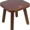 BEE&OAK Wooden Step Stools for Adults, Solid Rubber Wood Non-Slip Step Foot Stool, Heavy Duty 300 lbs One Step Stool for Bedroom, Bathroom, Kitchen (Dark-Walnut, 9.25" (D) x 9.25"(W) x 8.86"(H))