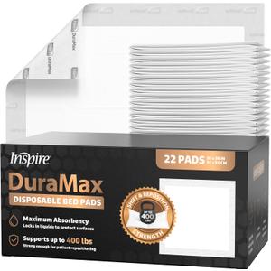 Duramax Underpads 36 x 36 Disposable Heavy Duty, Mattress Pad for Incontinence, Tear Resistant 400 Lbs Patient Repositioning, Soft and Comfortable Bed Pads Disposable (36" x 36" - Case of 22)