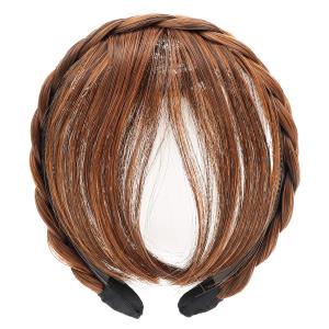 FERCAISH Front Hair Bangs Wigs Headband, Synthetic Wigs Headband for Women Girls (Light Brown)