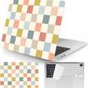 Seorsok Compatible with New MacBook Air 13.6 inch Case M4 M3 M2 2025 2024-2022 Release A3240 A2681 A3113 Touch ID,Cute Colorful Grids Plastic Hard Shell Case with Keyboard Cover,Retro Checkered