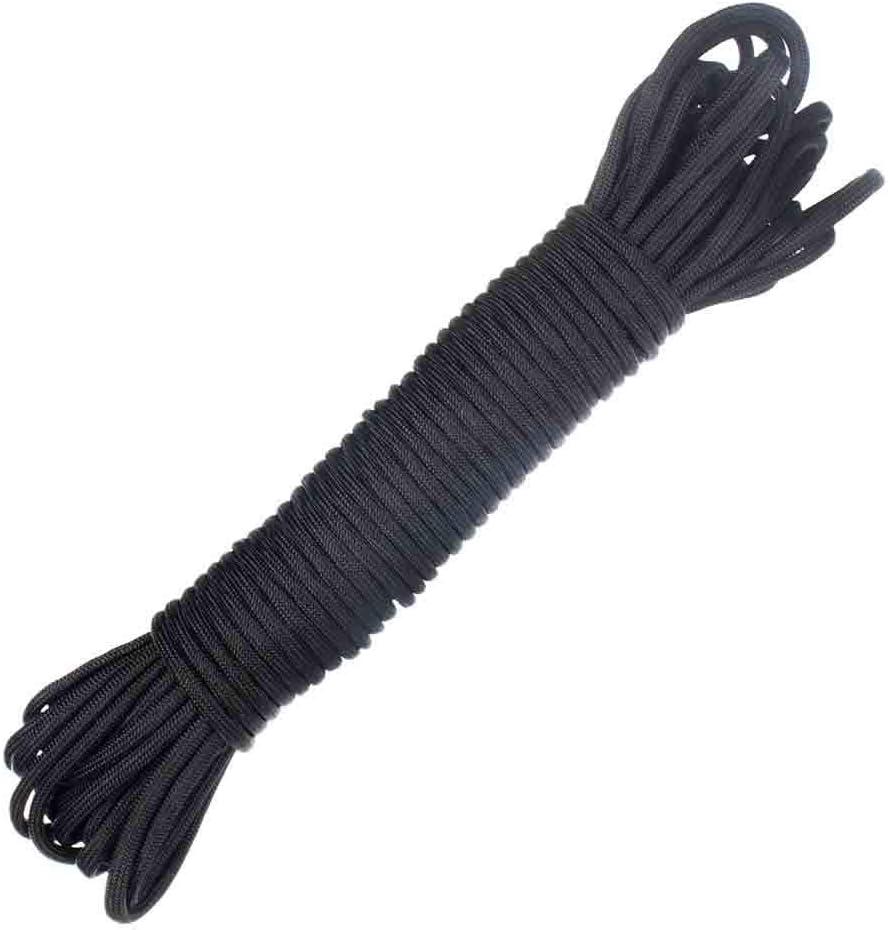 Paracord Planet 550 Type III 7 Strand Paracord  100% Nylon Core  550-Pound Tensile Strength - Utility Cord  Tie-Downs, Camping, Crafting, Survival (100 Foot Hank, Deep Black)