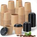 100 Sets 4 oz Disposable Espresso Cup with Lids Mini Coffee Paper Shots Cups for a Double Shot, Espresso, Tea, Hot Chocolate and Cold Beverages for Travel Office